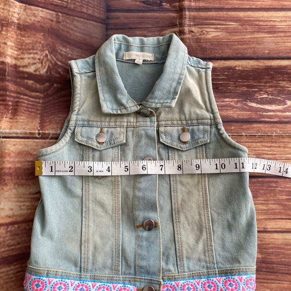 Self esteem Girl Toddler Denim Vest Jacket Blue Light Wash  Front Pockets Size 4 - Picture 3 of 7